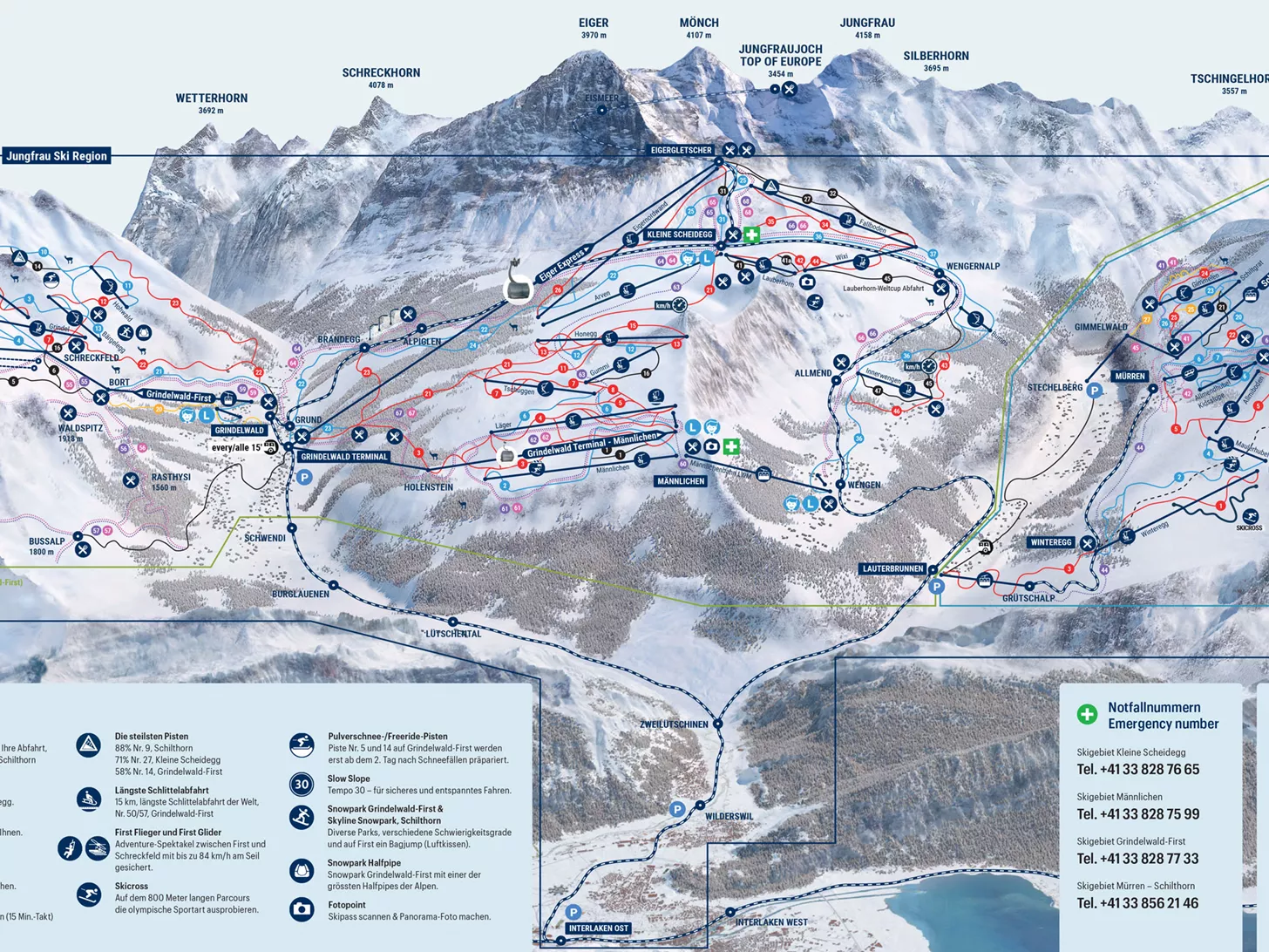 View piste map of Jungfrau Region