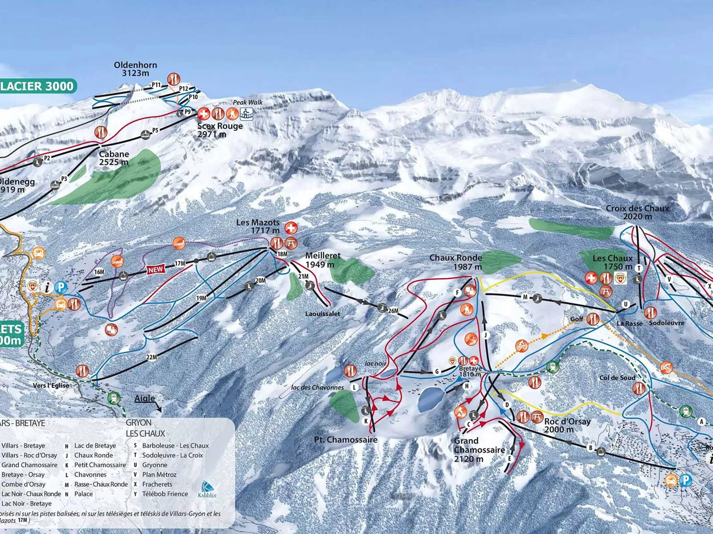 Plan des pistes de ski VillarssurOllon (Suisse) Plan des pistes de ski VillarssurOllon (Suisse)
