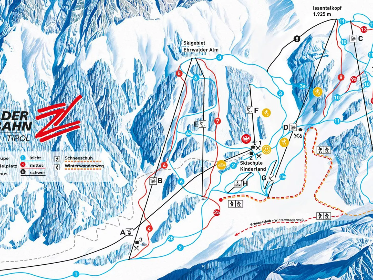 Plan des pistes de ski Lermoos (Autriche)