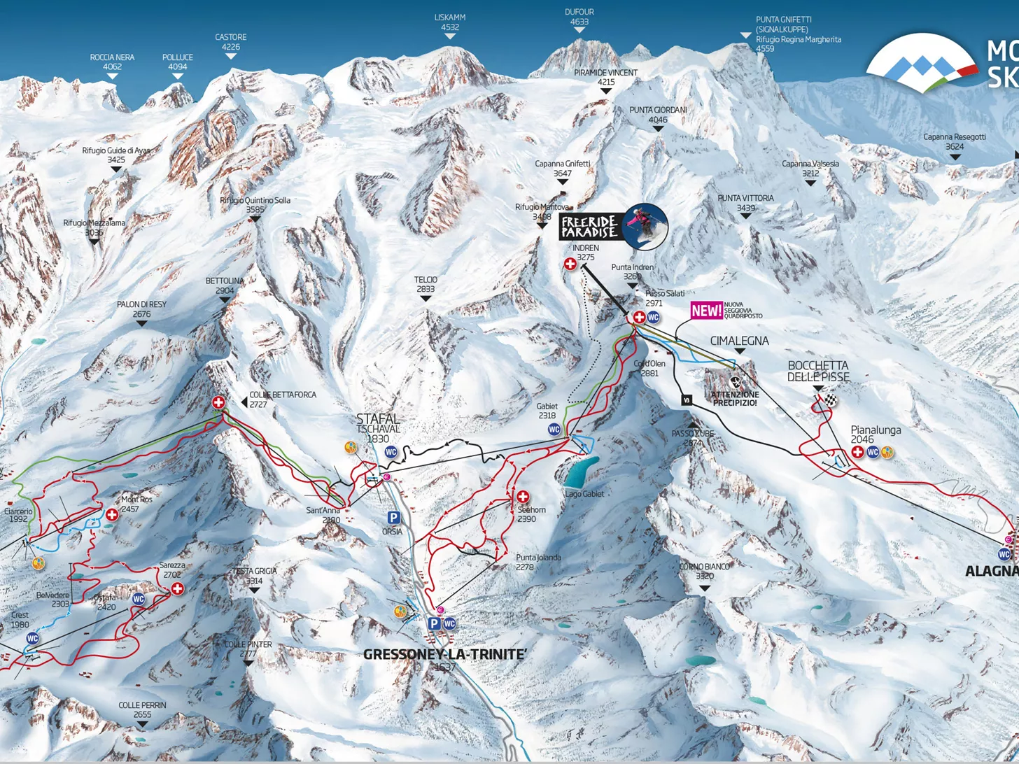 View piste map of Monte Rosa (Italy)