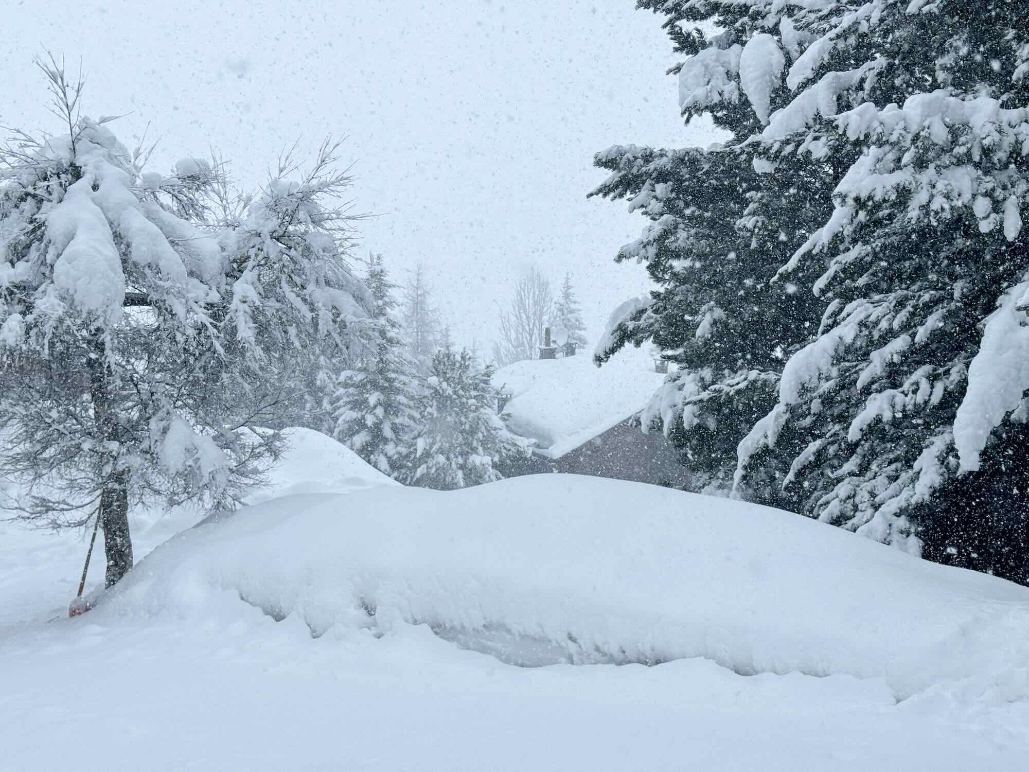 Sneeuwdump Met Heel Veel Sneeuw Onderweg
