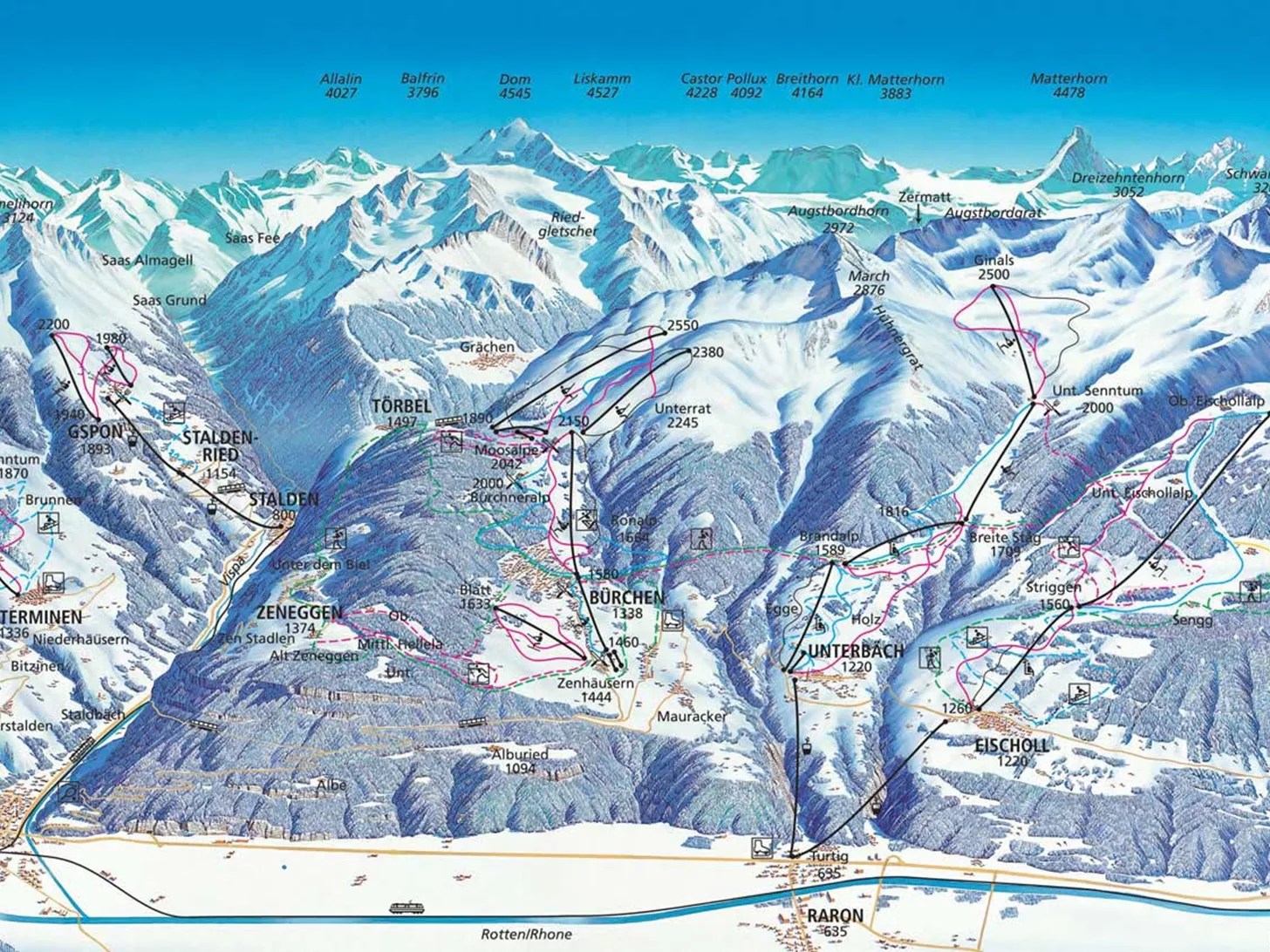 Pistekaart Rund um Visp (Zwitserland) bekijken