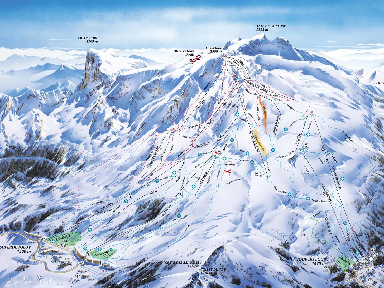 Voir le plan des pistes de La Joue du Loup (France)