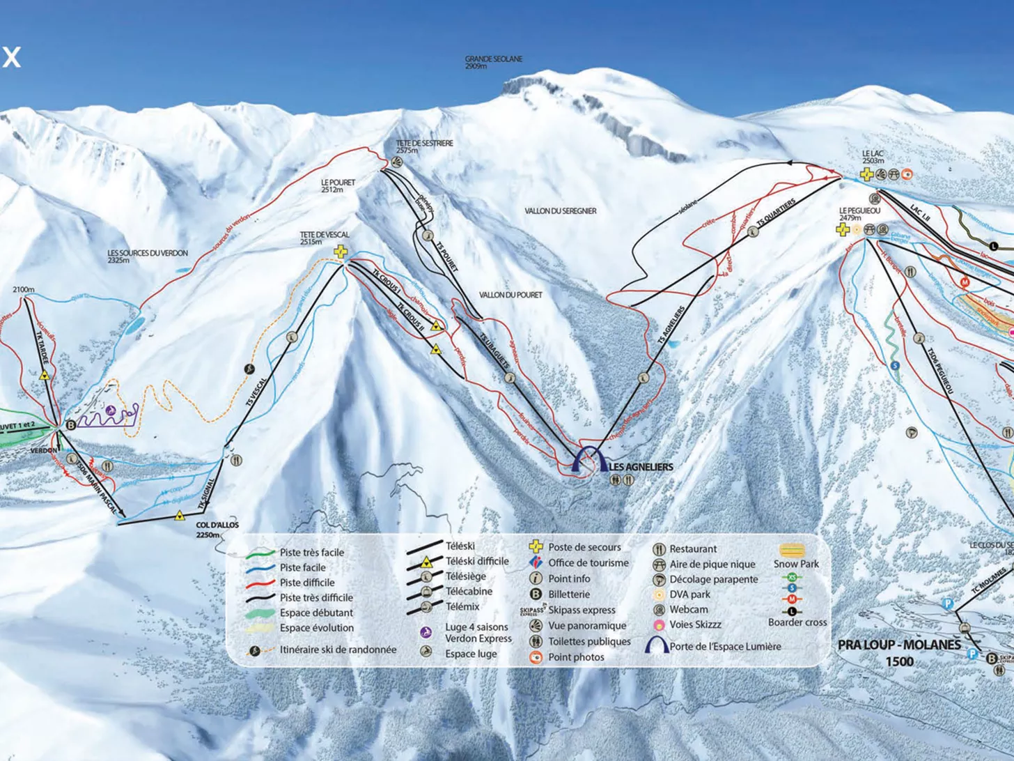 Voir le plan des pistes de La Foux d'Allos (France)