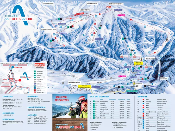 Werfen Piste Map werfen-piste-map