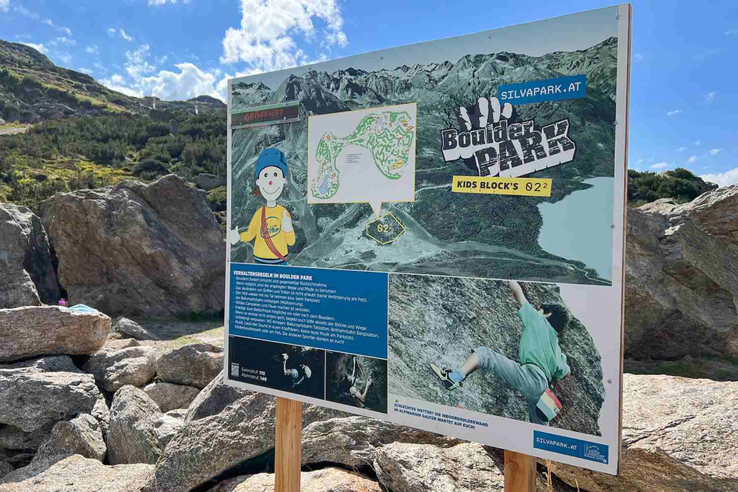 Schild Silvapark in Galtür