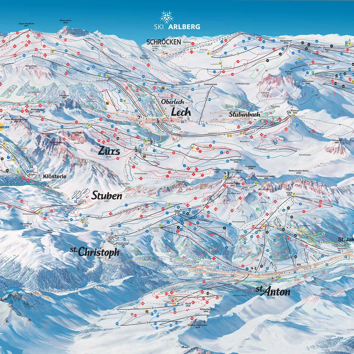 Lech Map Skigebied Lech - Oberlech - Zürs (Oostenrijk)