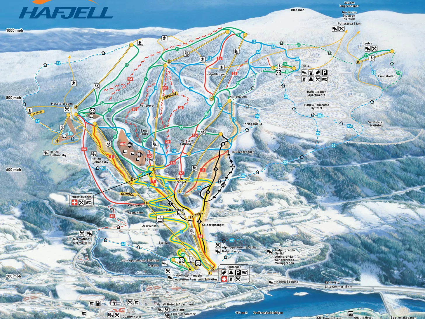 Pistekaart Lillehammer Hafjell Noorwegen pistekaart-lillehammer-hafjell-noorwegen