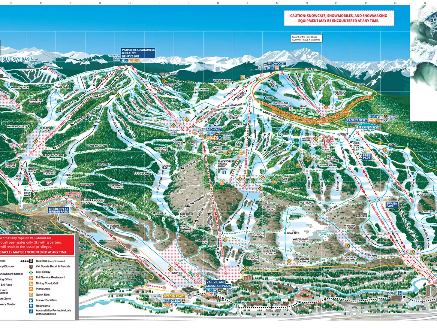 View the piste map of Vail