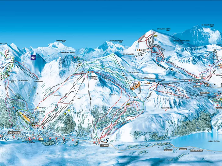View the piste map of Tignes