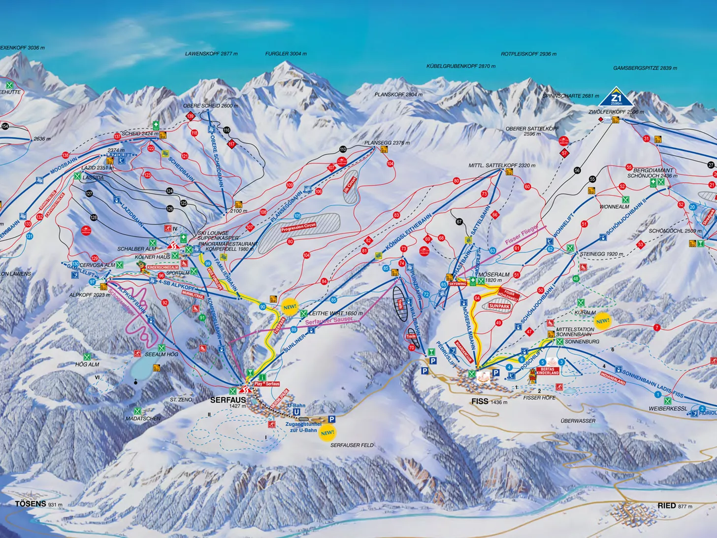 View the piste map of Serfaus