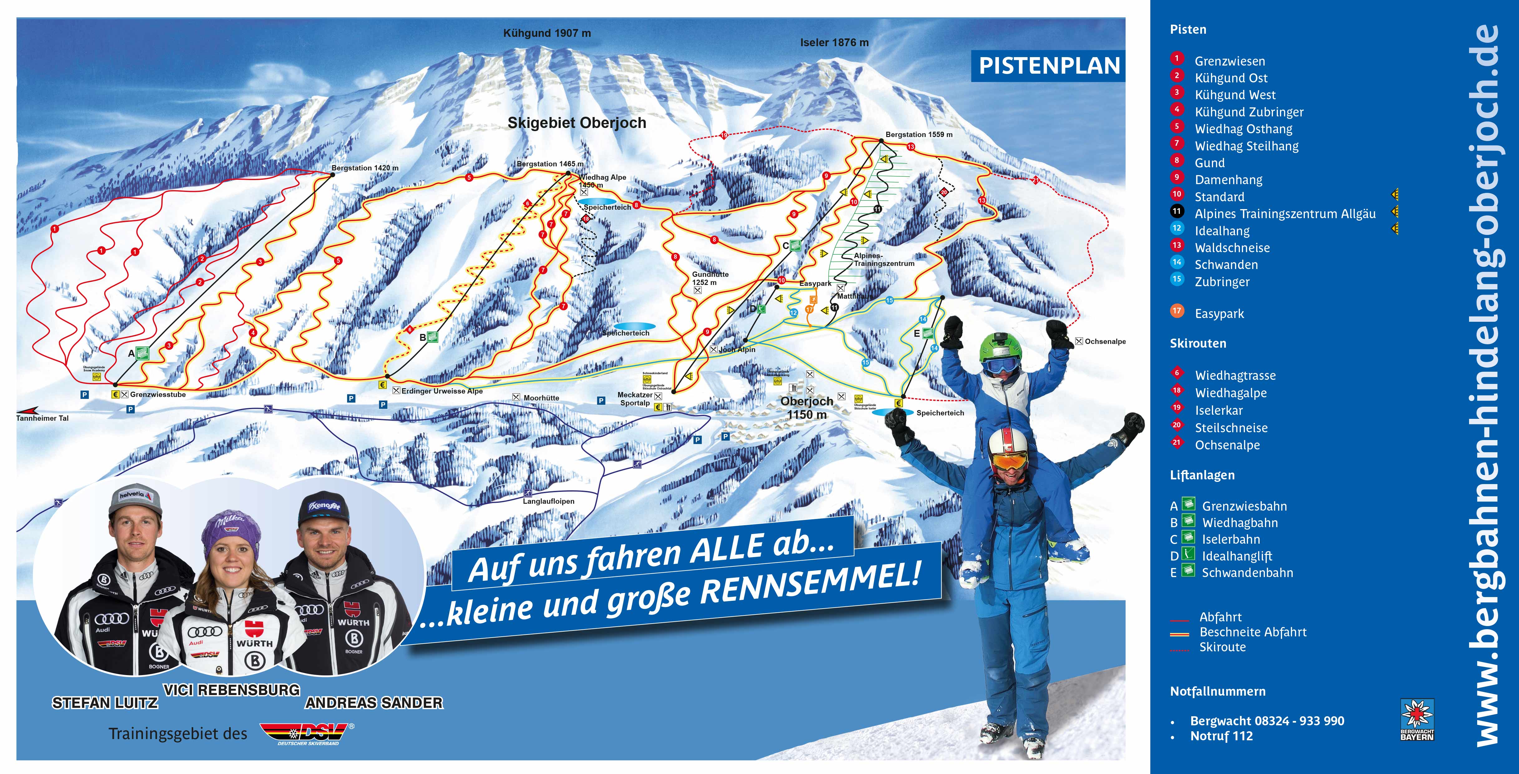 Pistenplan Skigebiet Oberjoch Bad Hindelang