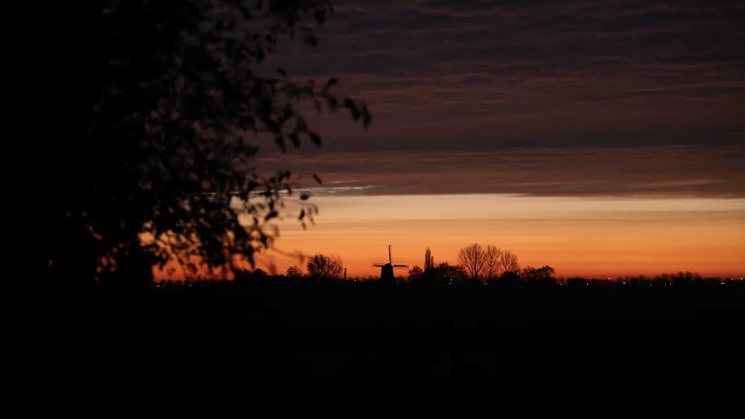Zonsondergang Polder Nederland Zonsondergang Polder Nederland